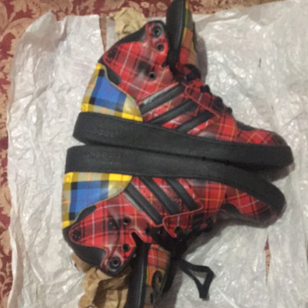 Jeremy Scott Plaid Adidas 2008, worn once, trying to sell soon as possible.